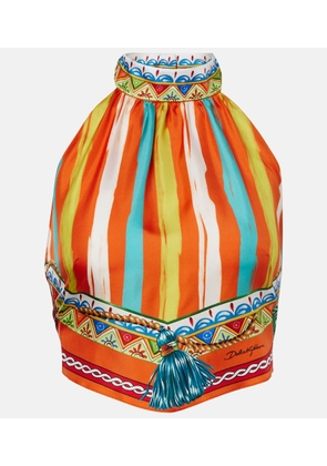Dolce&Gabbana Striped halterneck silk top