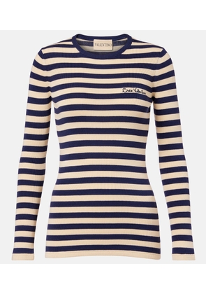Valentino Striped ribbed-knit cotton sweater