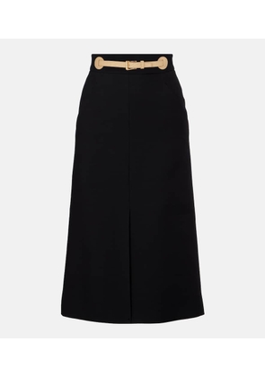 Valentino Belted wool and silk midi skirt