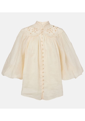 Zimmermann Coco embroidered ramie blouse