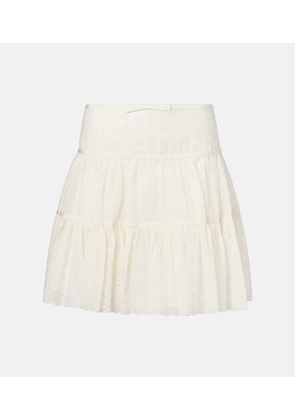 Valentino Tiered cotton lace miniskirt