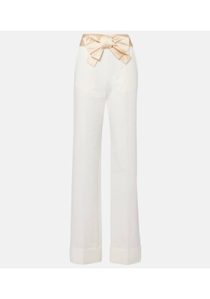 Valentino High-rise cotton and linen straight pants