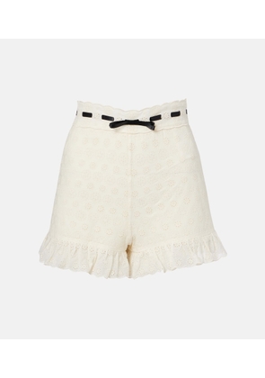 Valentino Floral ruffled cotton shorts