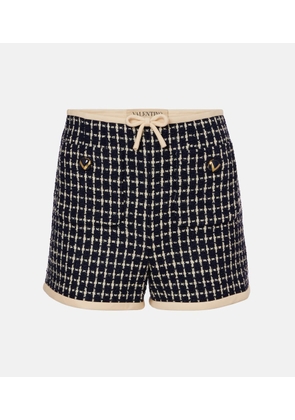 Valentino VLogo checked wool-blend boucle shorts