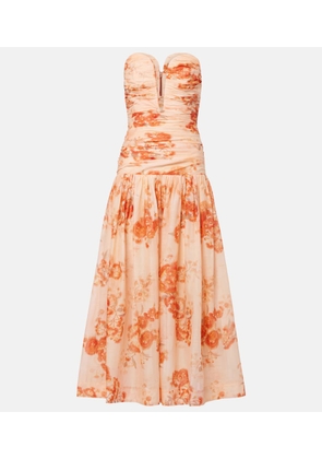 Zimmermann Cascadian floral strapless midi dress
