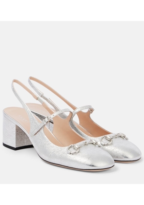 Gucci Horsebit leather slingback pumps