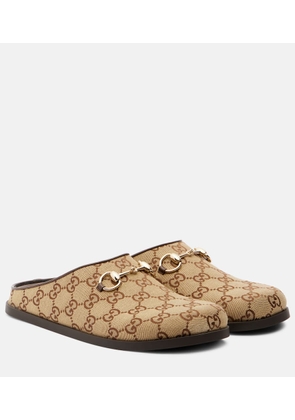 Gucci GG leather-trimmed mules