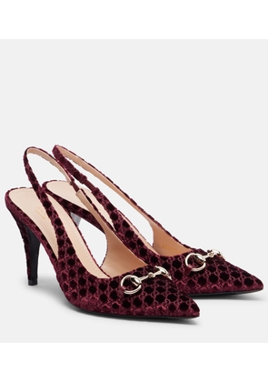 Gucci Horsebit GG velvet slingback pumps