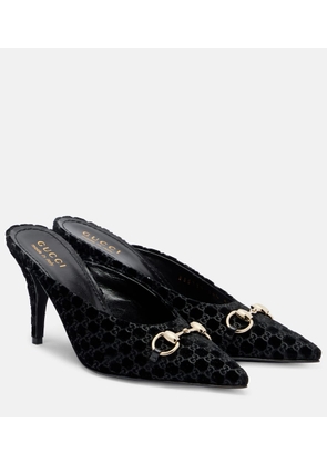 Gucci Horsebit GG velvet mules