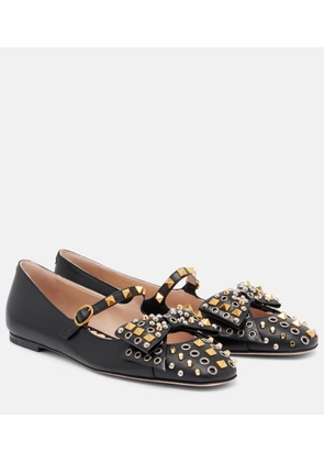 Valentino Garavani Bowow studded leather ballet flats