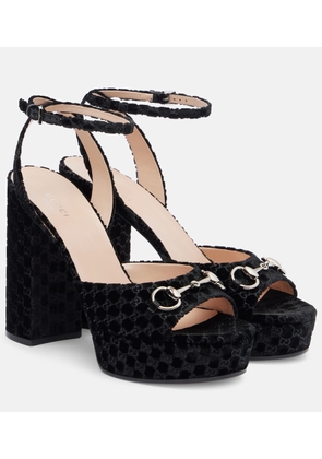 Gucci Lady Horsebit velvet sandals