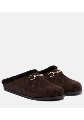 Gucci New Sol GG Horsebit suede slippers