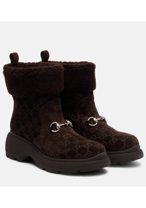Gucci Horsebit GG suede ankle boots