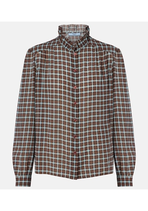 Prada Checked silk-blend georgette shirt