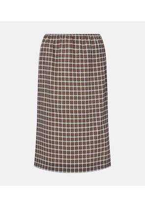 Prada Checked silk-blend georgette midi skirt