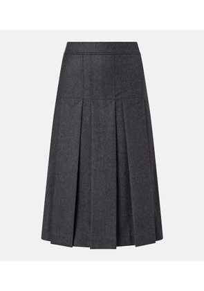 Prada Pleated virgin wool flannel midi skirt