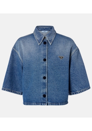 Prada Logo cropped denim shirt