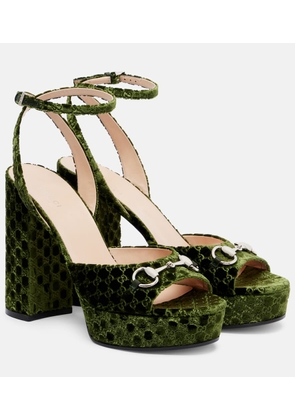 Gucci Horsebit GG velvet platform sandals