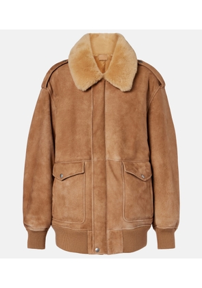 Prada Shearling-trimmed suede jacket