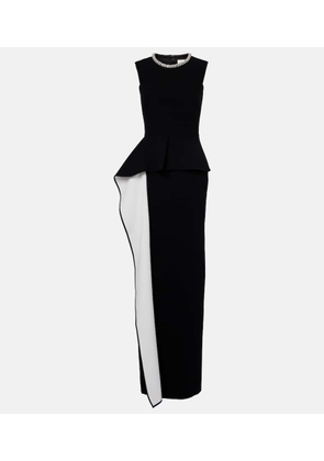 Roland Mouret Embellished peplum satin crepe gown