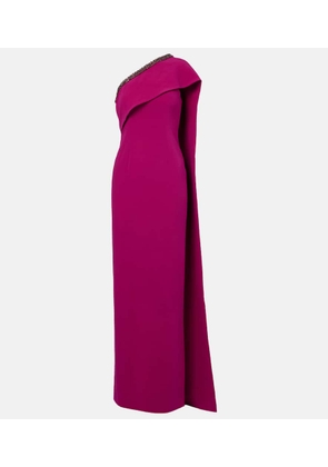 Roland Mouret Caped embellished satin crepe gown
