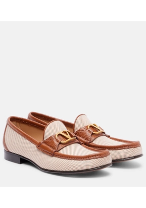 Valentino Garavani VLogo leather-trimmed canvas loafers