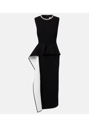 Roland Mouret Embellished peplum satin crepe midi dress