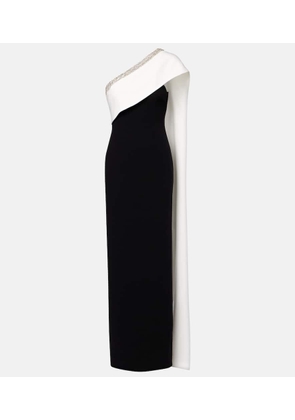 Roland Mouret Caped embellished satin crepe gown