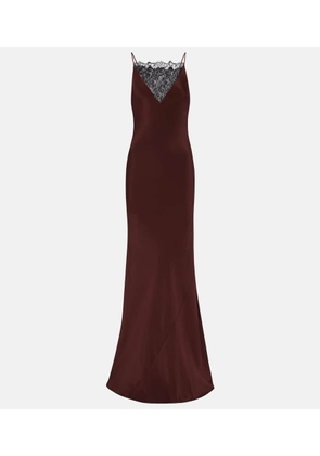 Roland Mouret Lace-trimmed silk satin gown