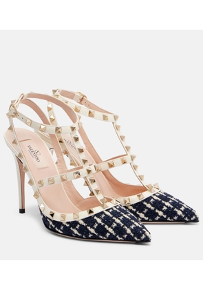 Valentino Garavani Rockstud 100 leather-trimmed boucle pumps