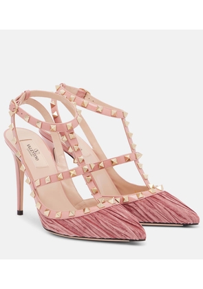 Valentino Garavani Rockstud 100 velvet and leather pumps