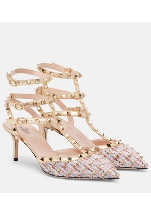 Valentino Garavani Rockstud 65 tweed and leather pumps