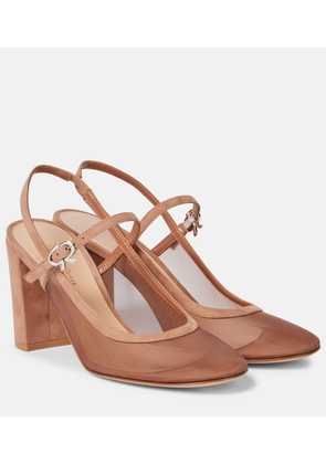 Gianvito Rossi Francoise 85 suede-trimmed slingback pumps