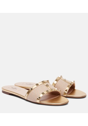 Valentino Garavani Rockstud leather-trimmed slides