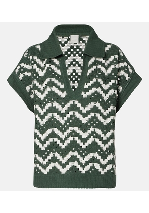 Varley Joelle crochet cotton polo shirt