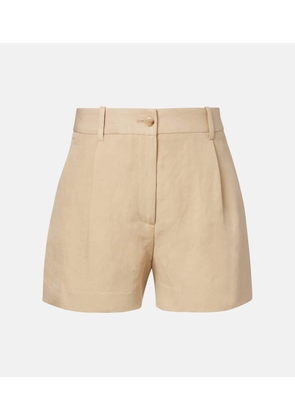 Nili Lotan Pleated high-rise linen and silk shorts