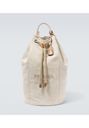 Prada Logo embroidered canvas duffel bag
