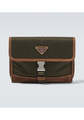 Prada Re-Nylon suede-trimmed messenger bag