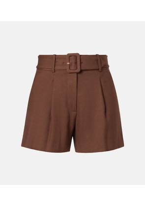 Veronica Beard Piper belted linen-blend shorts