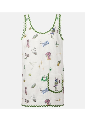 Alemais Play embroidered linen minidress