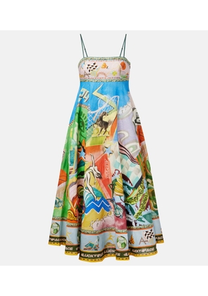 Alemais Lucky Pace printed linen midi dress