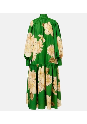 Alemais Sage floral silk midi dress