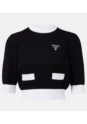 Prada Waffle-knit cropped cotton sweater