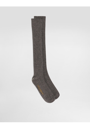 Dolce & Gabbana Ribbed Socks - Woman Socks And Tights Gray M