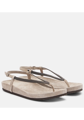 Brunello Cucinelli Monili suede thong sandals