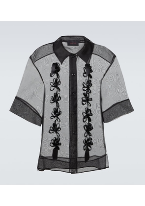 Simone Rocha Floral-applique sheer silk shirt