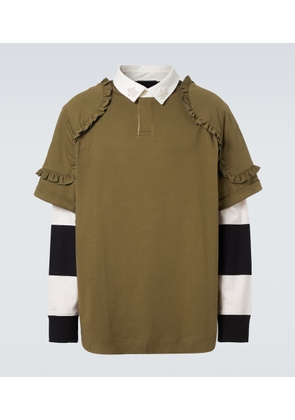 Simone Rocha Layered ruffled cotton jersey polo shirt