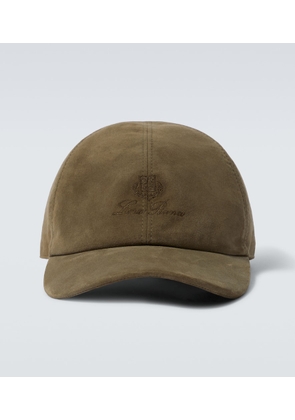 Loro Piana Logo embroidered suede baseball cap