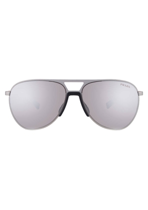 Prada Linea Rossa Grey Mirror Pilot Mens Sunglasses PS 53ZS 18X80I 59