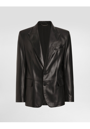 Dolce & Gabbana Single-breasted Sicilia Light Leather Jacket - Man Coats And Jackets Black 46